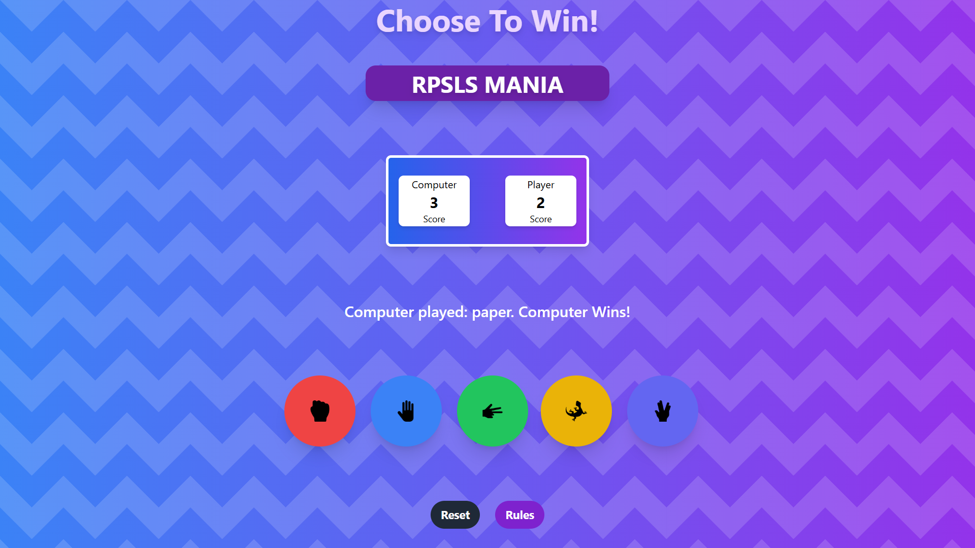 Rock Paper Scissors Lizard Spock